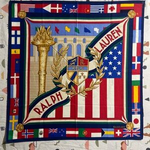 Rare Vintage Ralph Lauren Stadium Crest Cotton Pocket Square